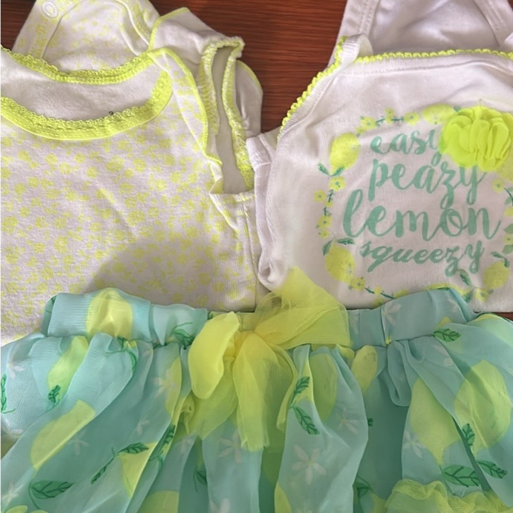 Lemon Print Baby Outfit with Skirt